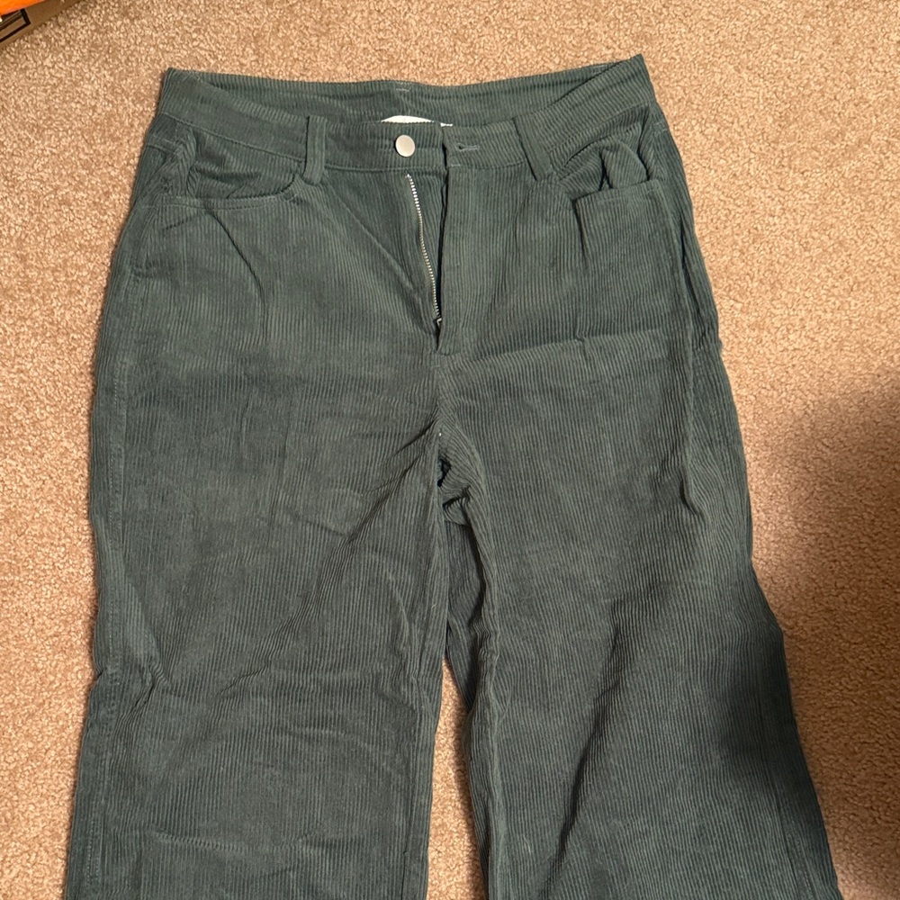 Altar'd State Green Corduroy Flare Jeans